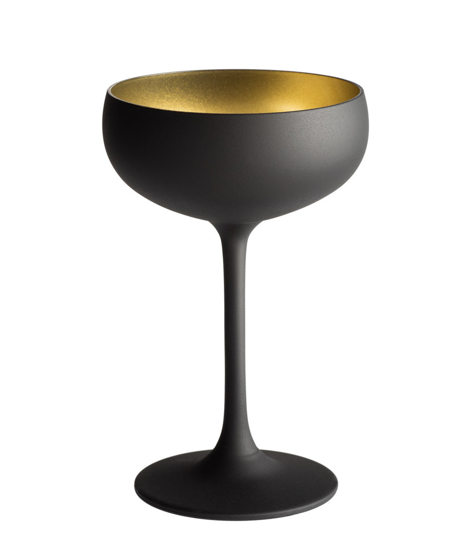 Elements Champagne Saucer Glass - Black/Gold (2pc)