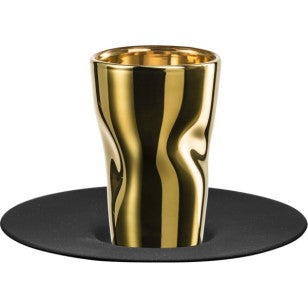 Espresso glass Unik gold with saucer in gift tube