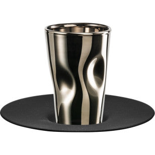 Espresso glass Unik platinum with saucer in gift tube