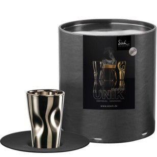 Espresso glass Unik platinum with saucer in gift tube