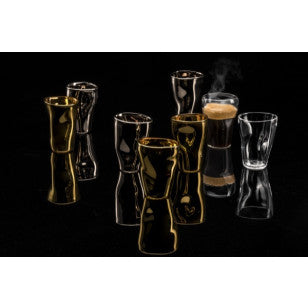 Espresso glass Unik gold with saucer in gift tube