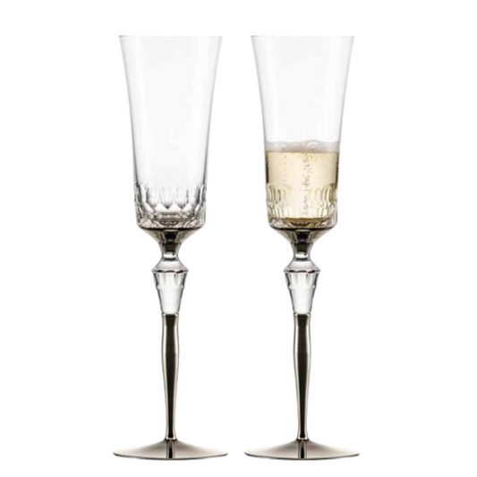 Champagne Glasses - Platinum Set of 2 in a gift box