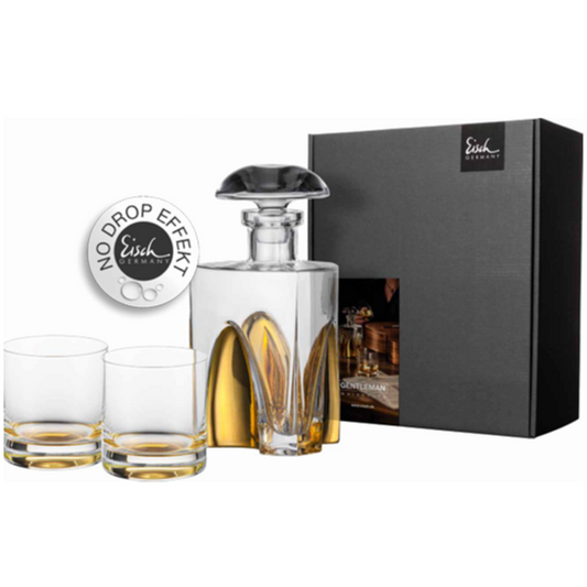 Gold Gentleman's Set: Carafe & 2 whisky Glasses