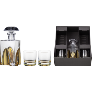 Gold Gentleman's Set: Carafe & 2 whisky Glasses