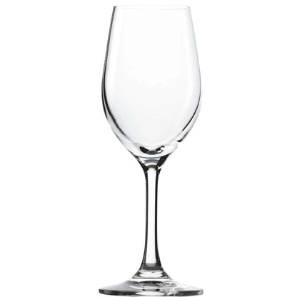 White wine glass in white background